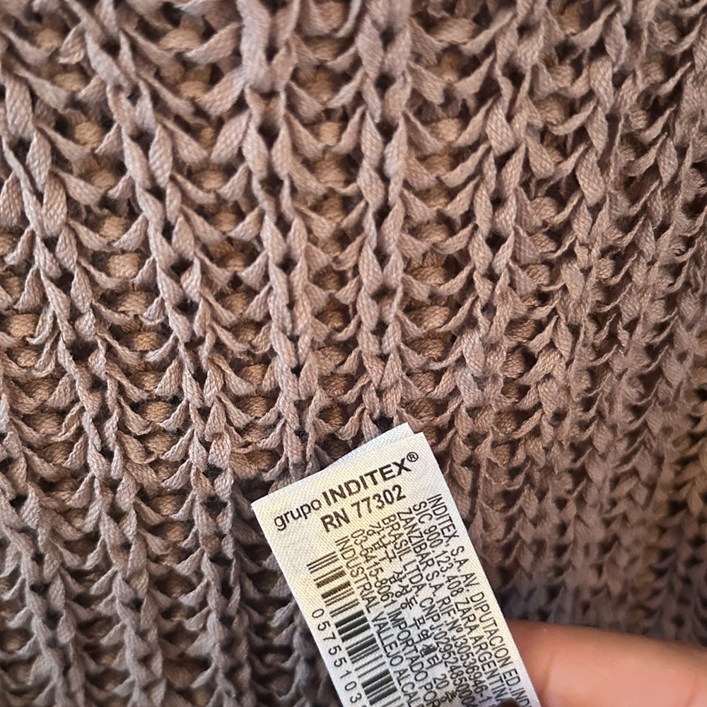 NWOT Zara crochet knit sweater vest Small Basic Taupe Fall Winter Style - Picture 6 of 6